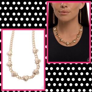 2/$10 Paparazzi Mingling Medley - Gold Heart Necklace